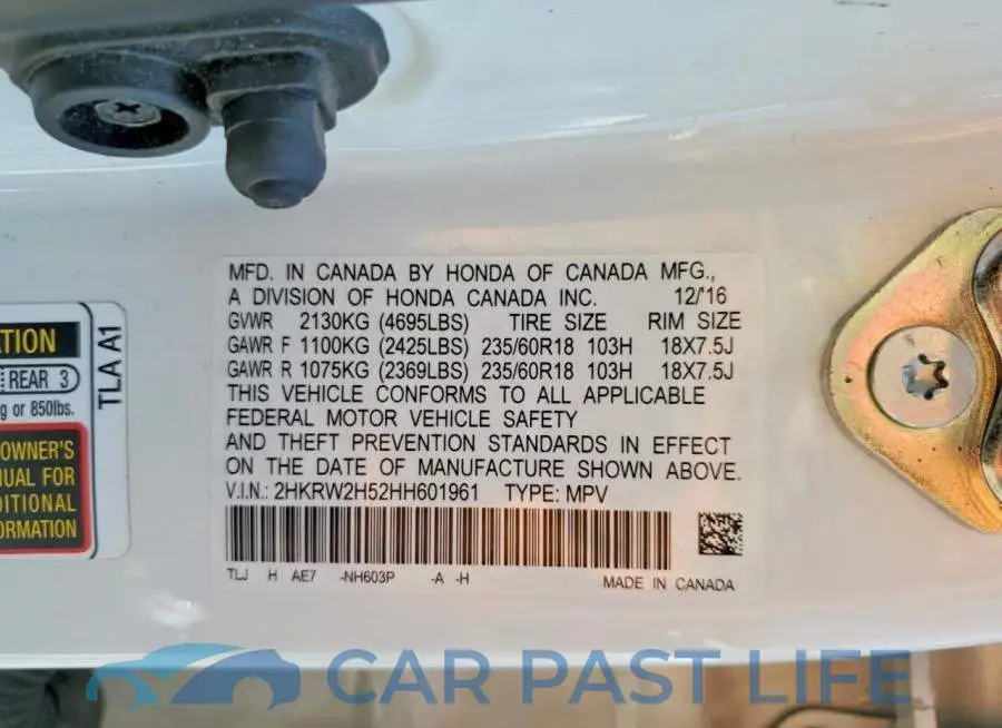 2HKRW2H52HH601961# 12