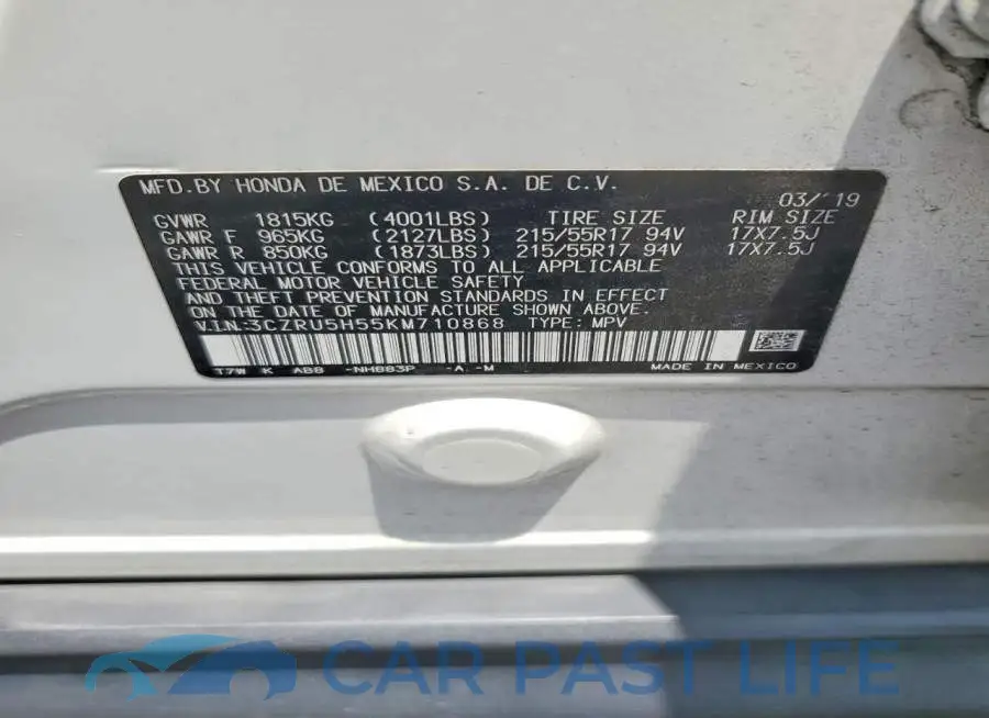 3CZRU5H55KM710868# 12
