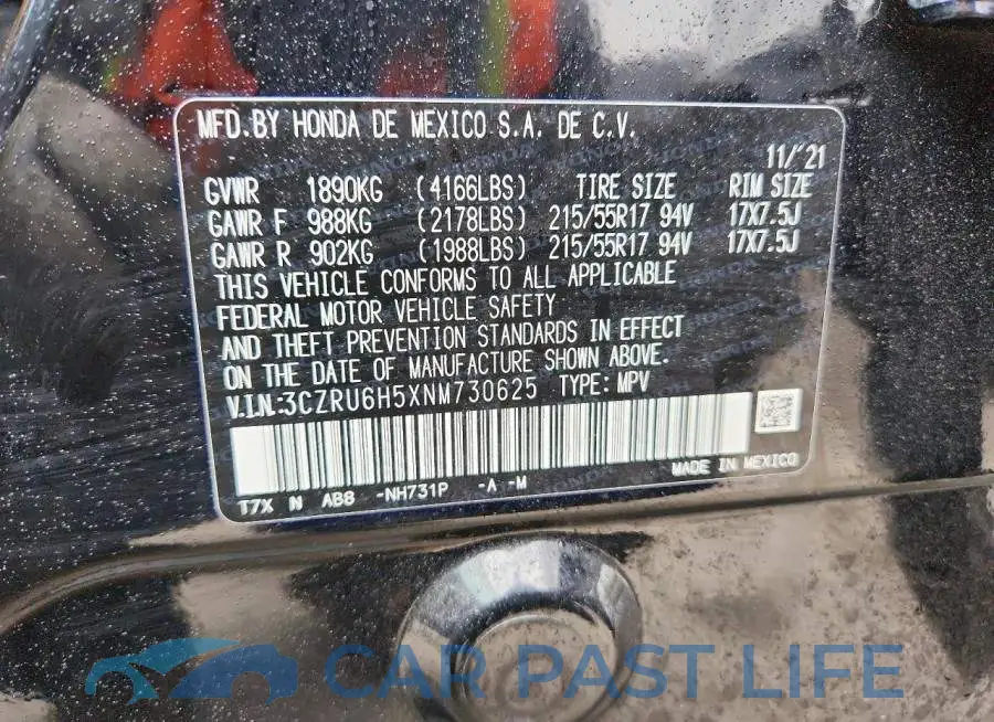 3CZRU6H5XNM730625# 14