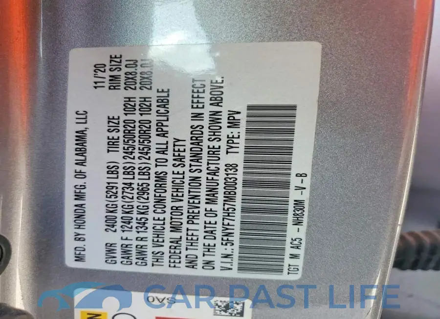 5FNYF7H57MB003138# 13
