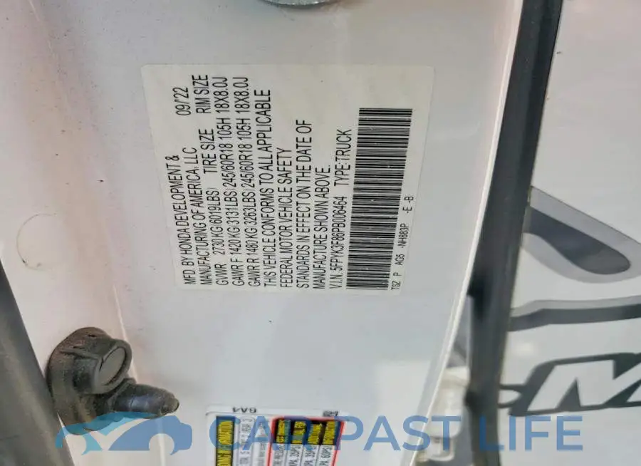 5FPYK3F86PB006464# 12