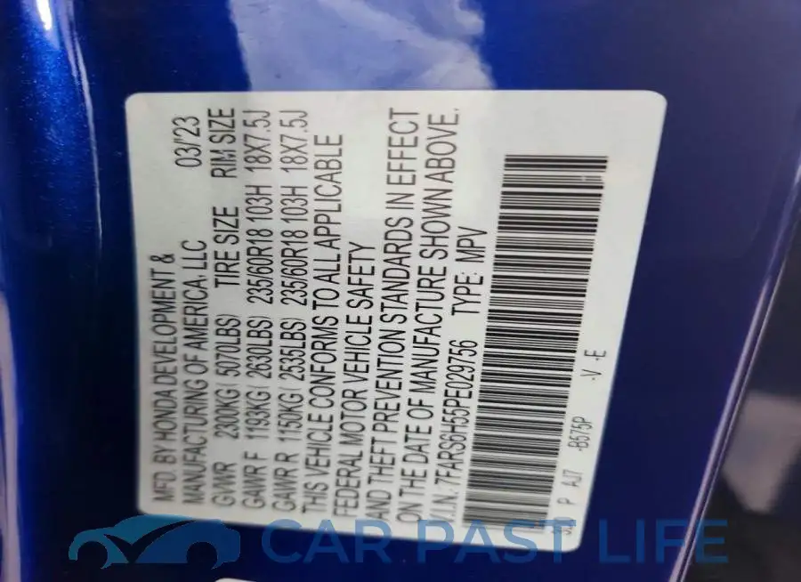 7FARS6H55PE029756# 12
