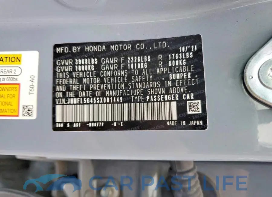 JHMFL5G45SX001449# 12
