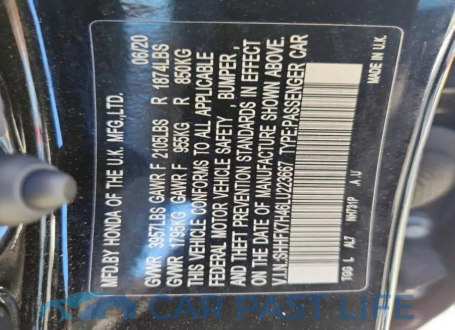 SHHFK7H46LU223667# 12