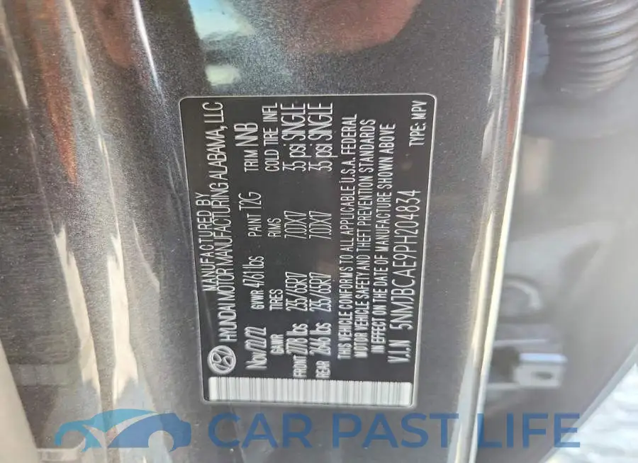 5NMJBCAE9PH204834# 13
