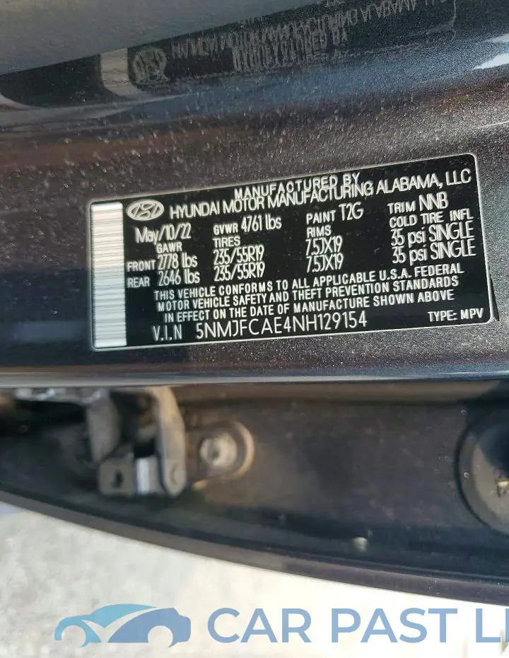 5NMJFCAE4NH129154# 12