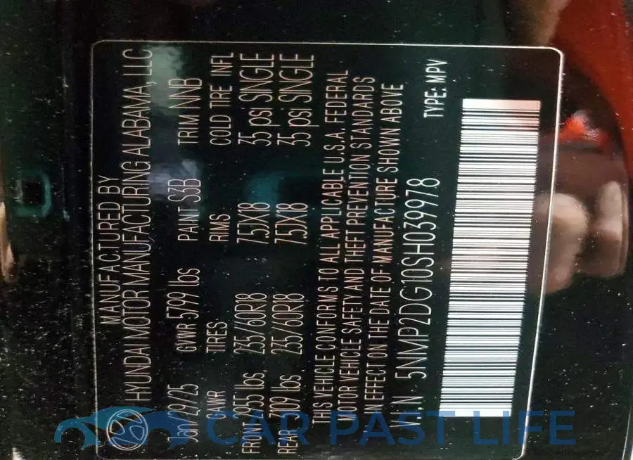 5NMP2DG10SH039978# 13