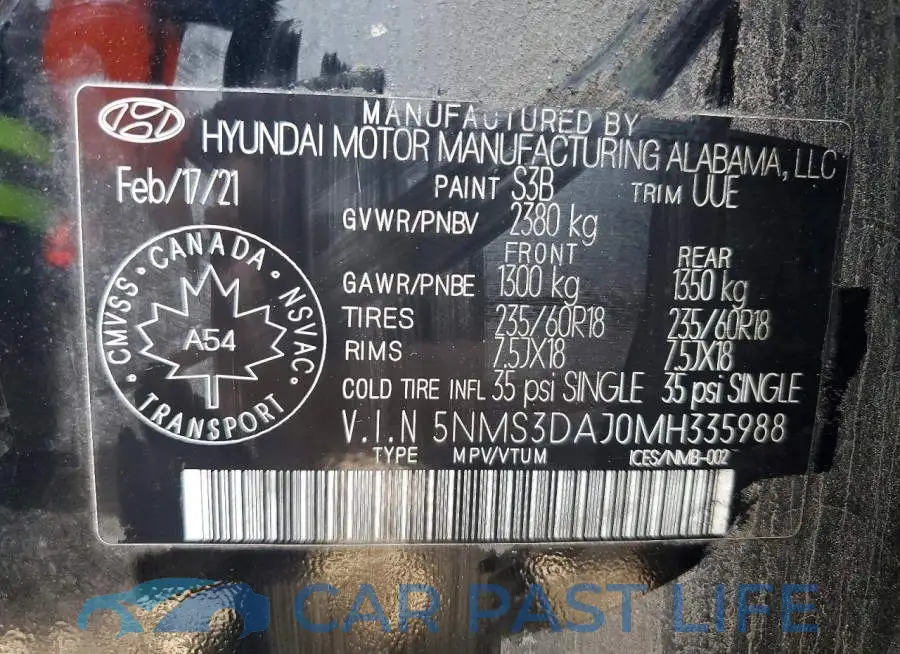 5NMS3DAJ0MH335988# 13