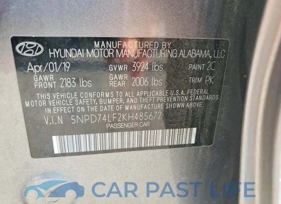 5NPD74LF2KH485672# 12