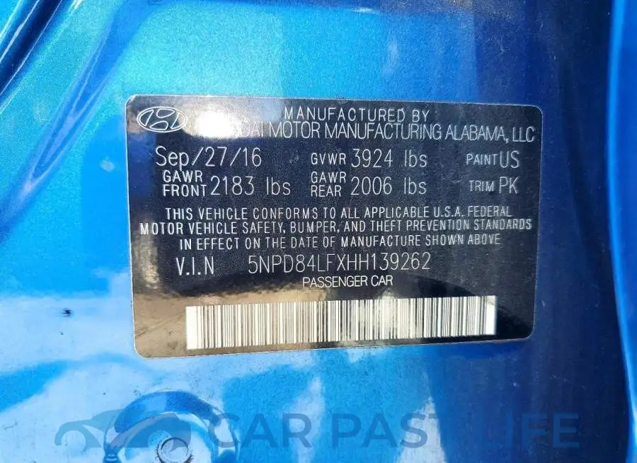 5NPD84LFXHH139262# 13
