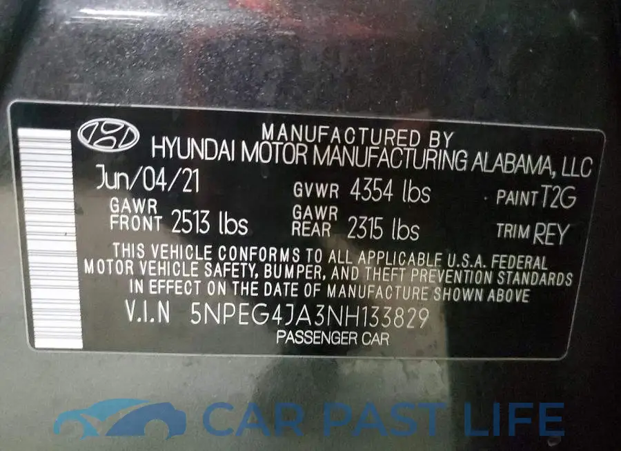 5NPEG4JA3NH133829# 12