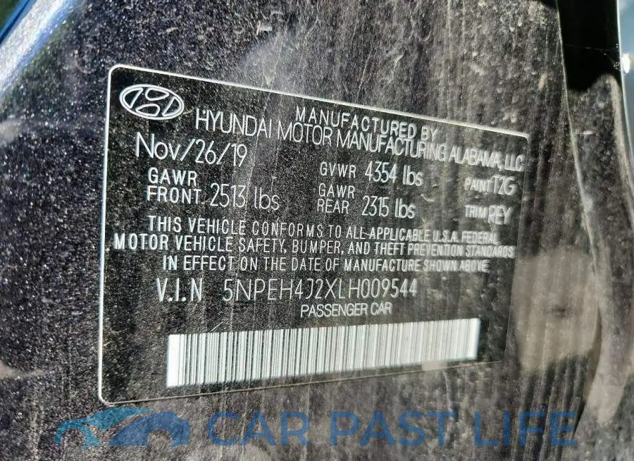 5NPEH4J2XLH009544# 12