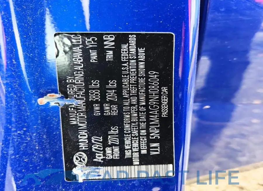 5NPLM4AG9NH086049# 12