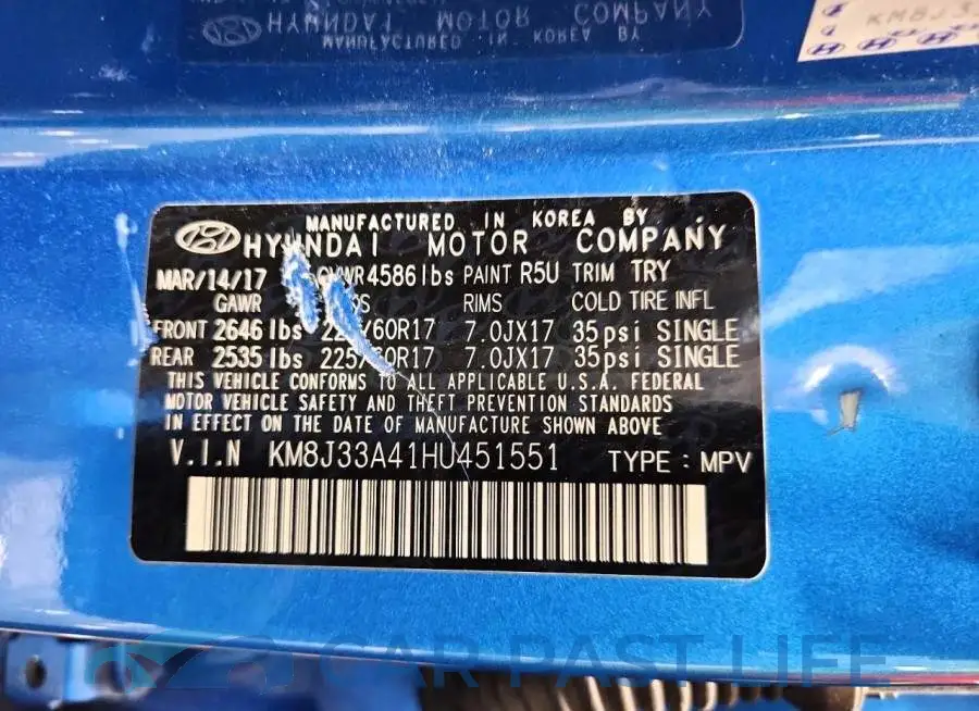 KM8J33A41HU451551# 12