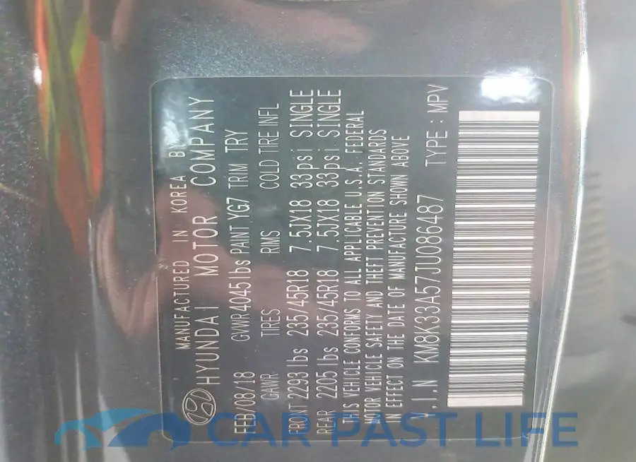 KM8K33A57JU086487# 13