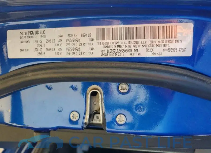 1C6RR7LT2KS506049# 12