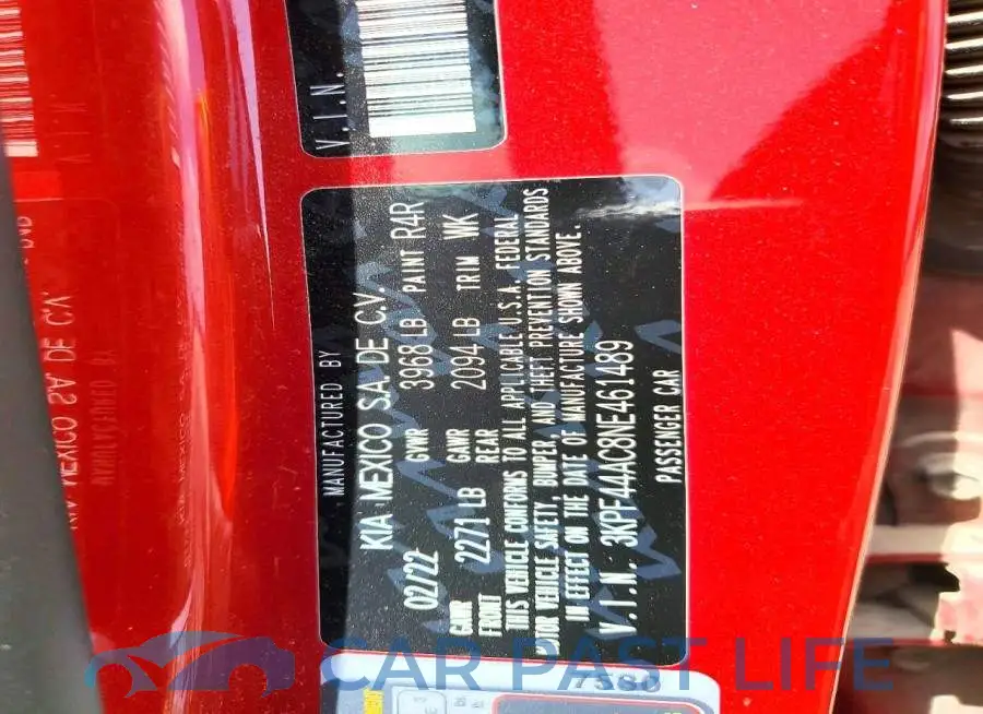 3KPF44AC8NE461489# 12