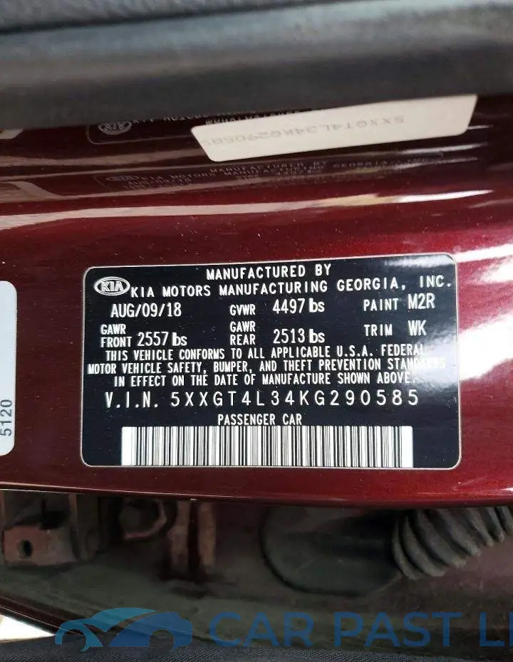 5XXGT4L34KG290585# 13