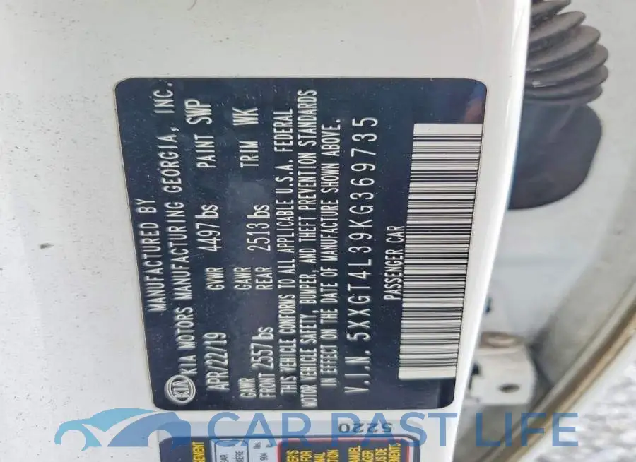 5XXGT4L39KG369735# 12