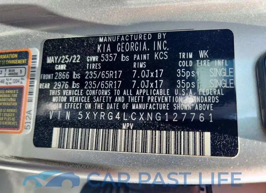 5XYRG4LCXNG127761# 14