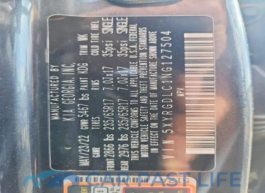 5XYRGDLC1NG127504# 13