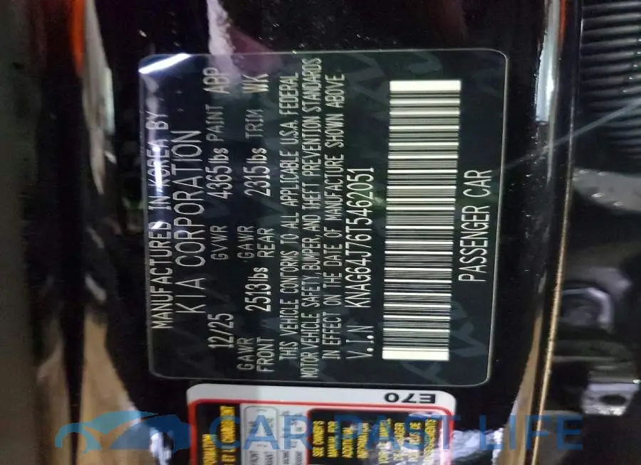 KNAG64J76T5462051# 12