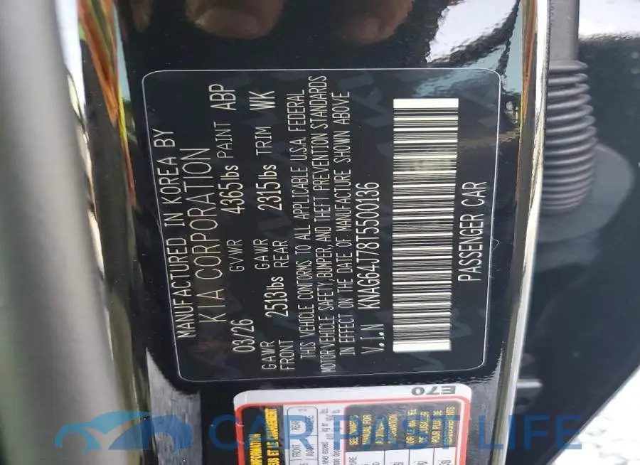 KNAG64J78T5500136# 13