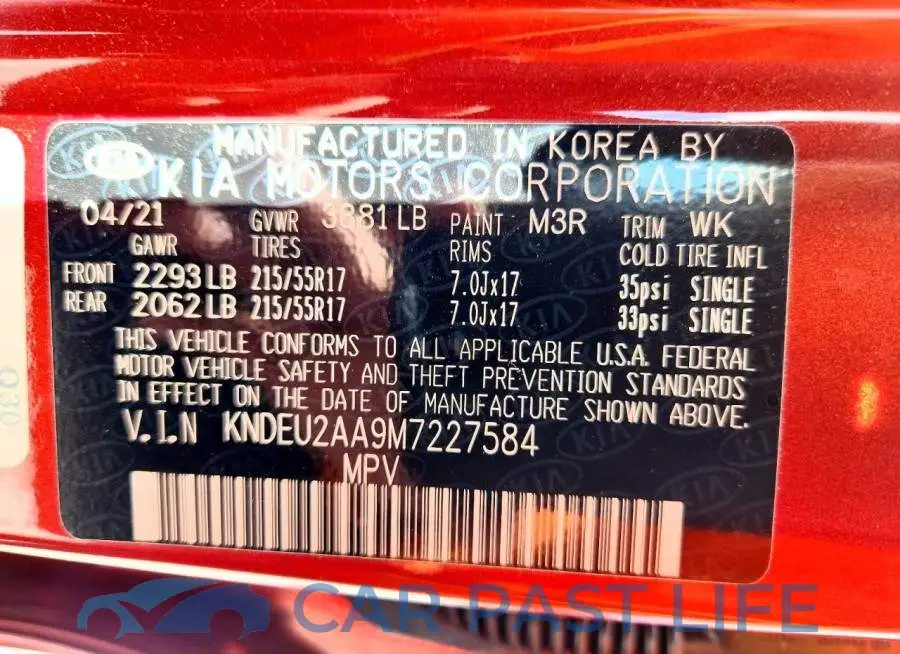KNDEU2AA9M7227584# 12