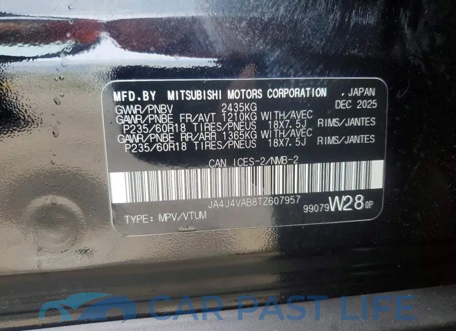 JA4J4VAB8TZ607957# 12