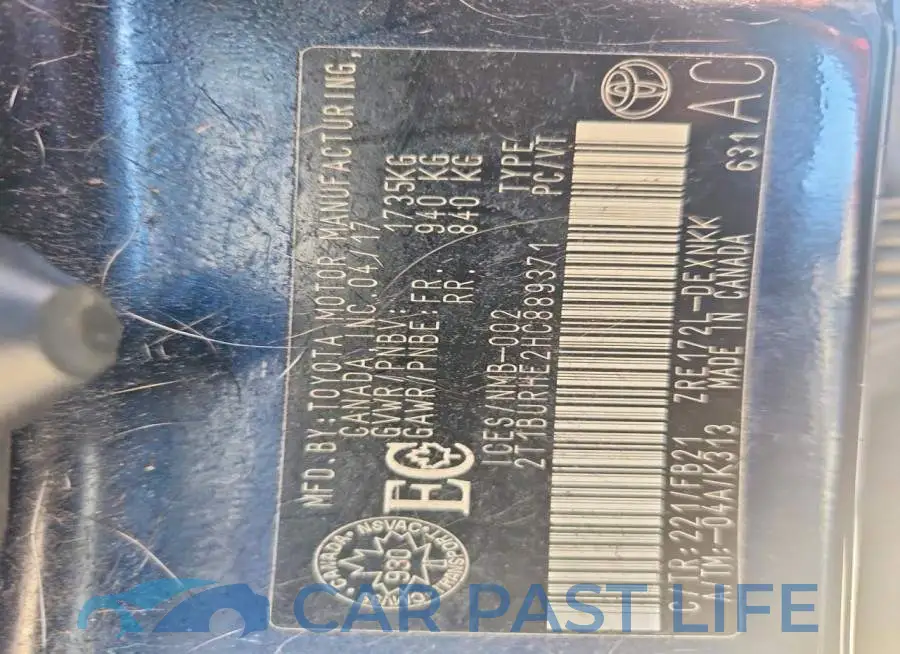 2T1BURHE2HC889371# 13