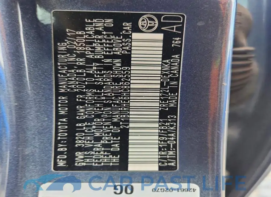 2T1BURHE6HC862559# 13