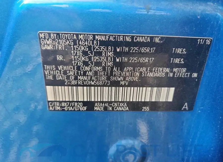 2T3BFREV0HW568773# 13