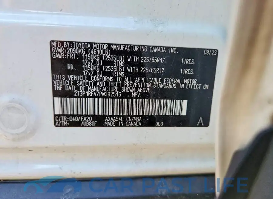 2T3P1RFV7PW392516# 13