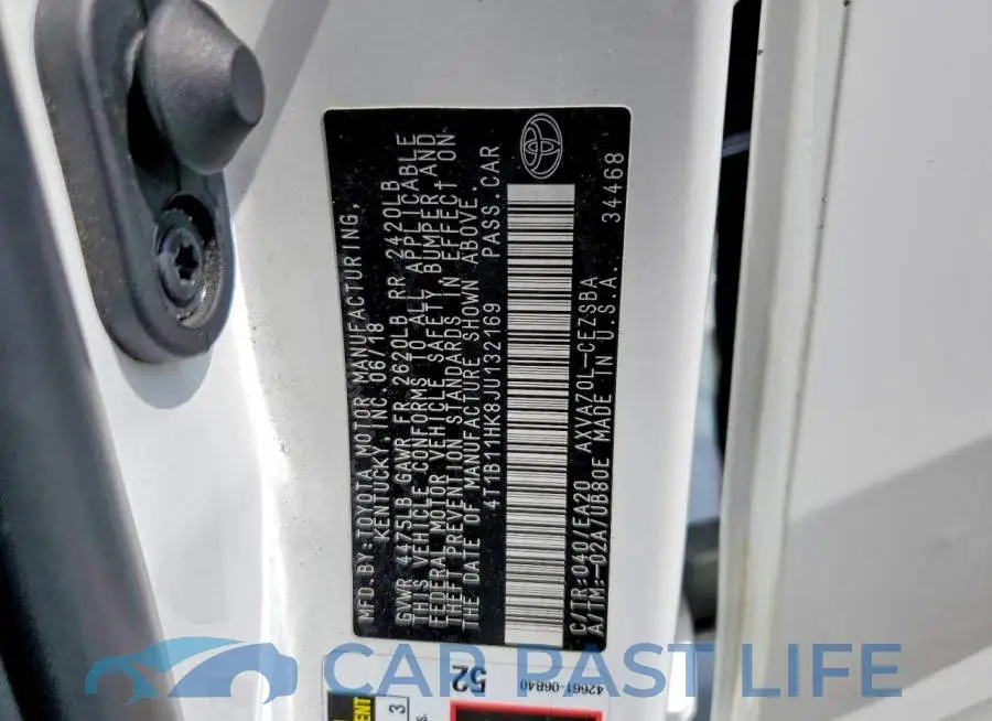 4T1B11HK8JU132169# 12
