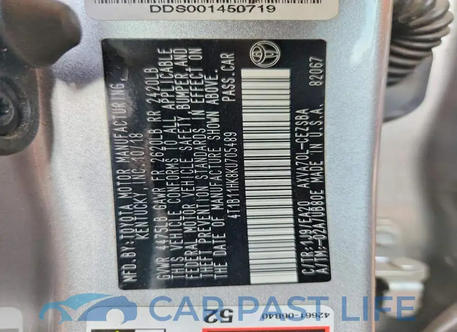 4T1B11HK8KU705489# 13