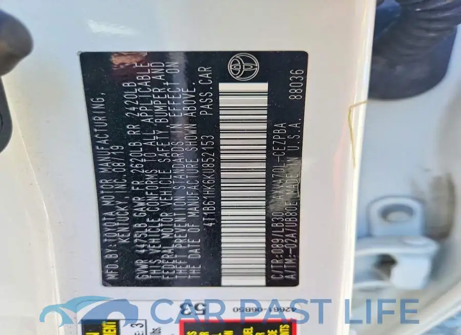 4T1B61HK6KU852153# 12