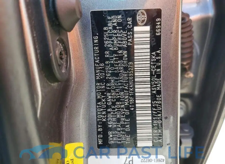 4T1BF1FK4HU695279# 12