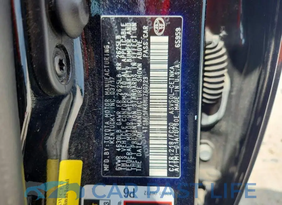 4T1BF1FK6HU760729# 12