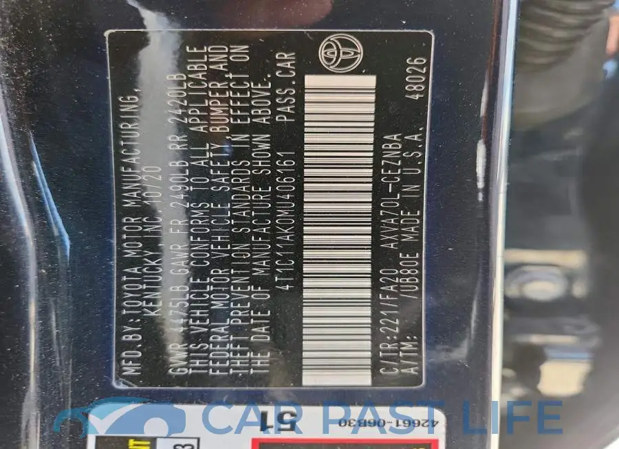 4T1C11AK0MU406161# 12