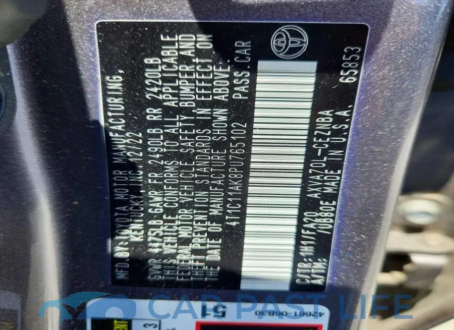 4T1C11AK8PU765102# 12