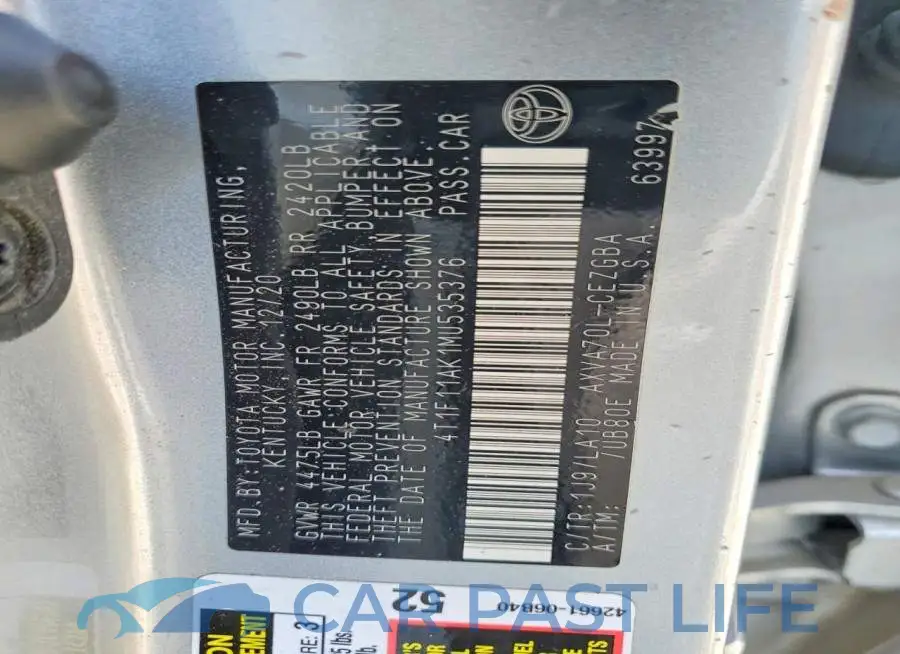 4T1F11AK1MU535376# 12