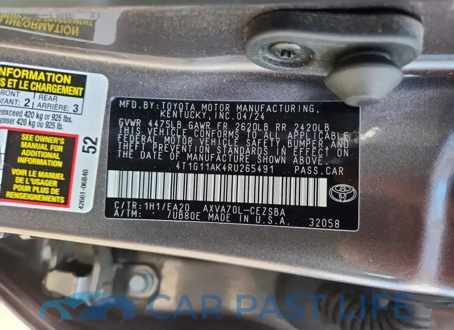 4T1G11AK4RU265491# 12