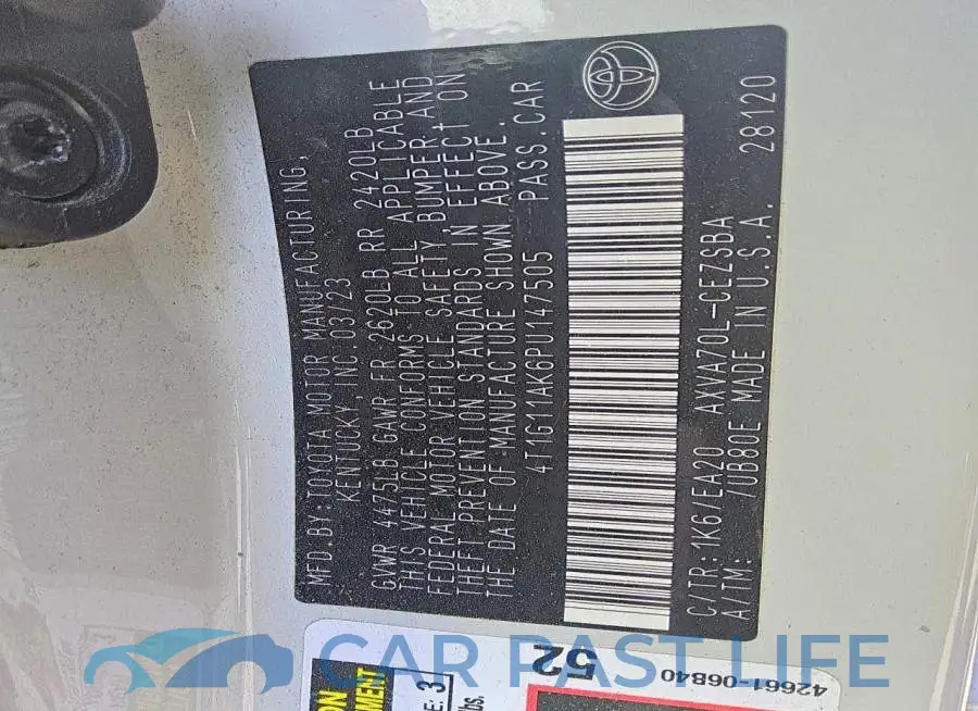 4T1G11AK6PU147505# 12