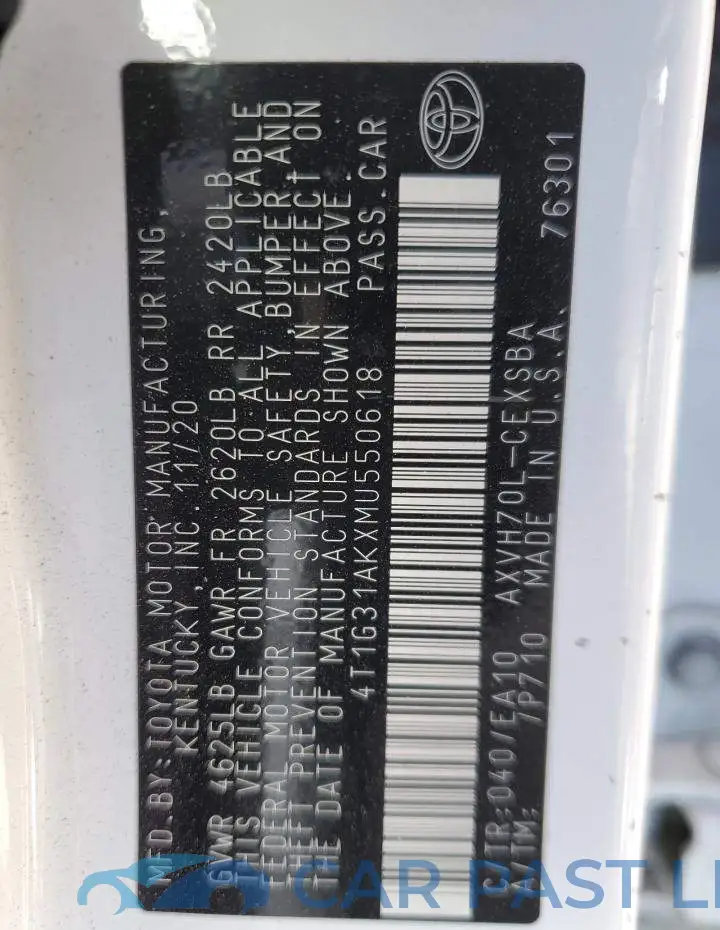 4T1G31AKXMU550618# 12