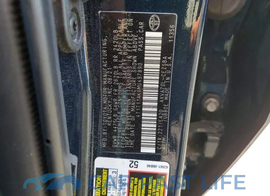 4T1T11AK6MU497890# 12