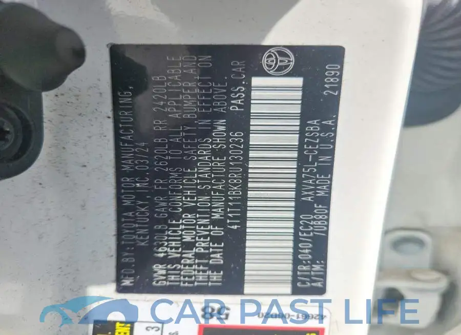 4T1T11BK8RU130236# 12