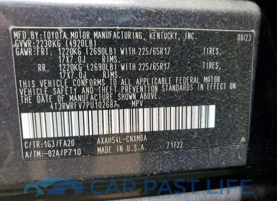 4T3RWRFV7PU102687# 12