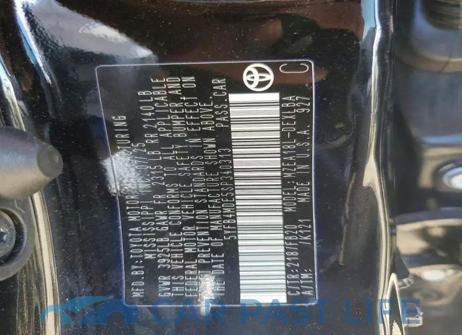 5YFB4MDE5SP340313# 12