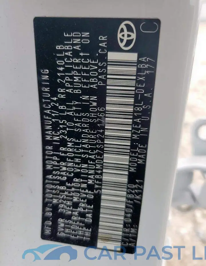5YFB4MDE7SP241766# 13