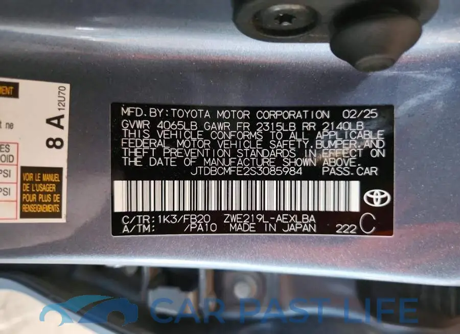JTDBCMFE2S3085984# 12